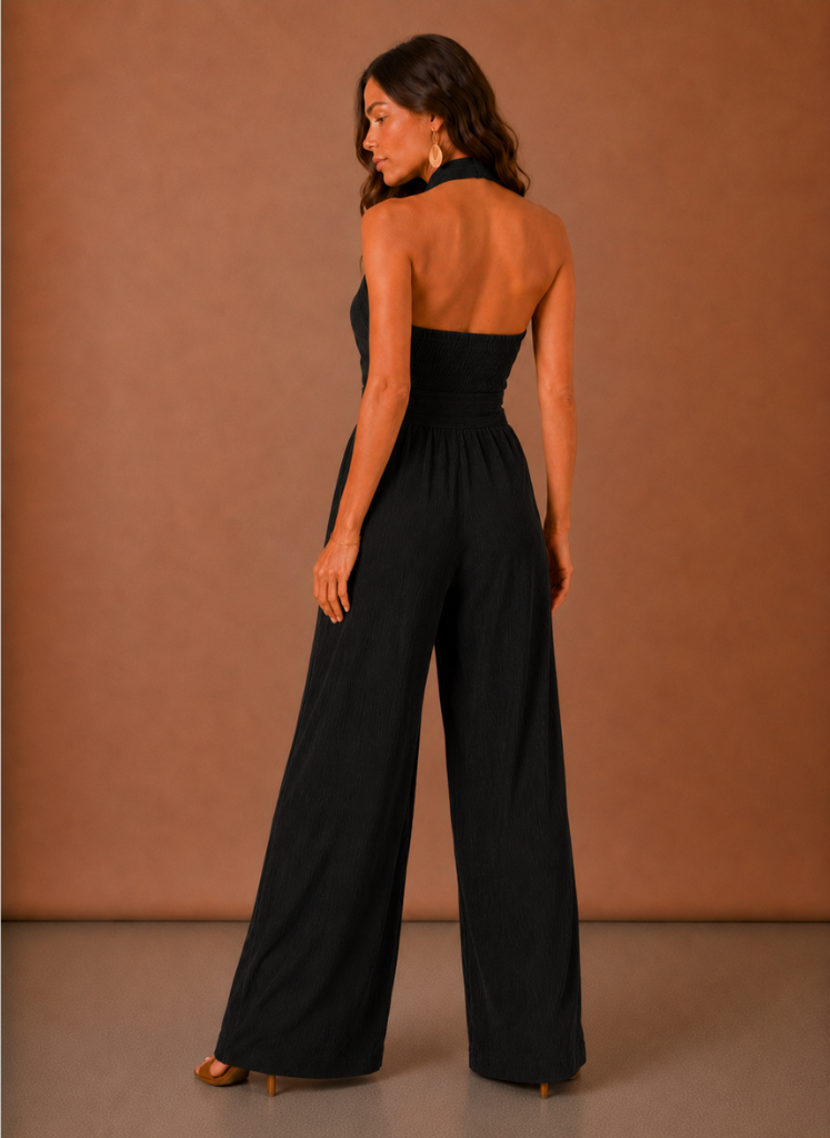 Mono de Pierna Ancha con Cuello Halter para Mujer – Ocasiones Elegantes de Verano | Areleon