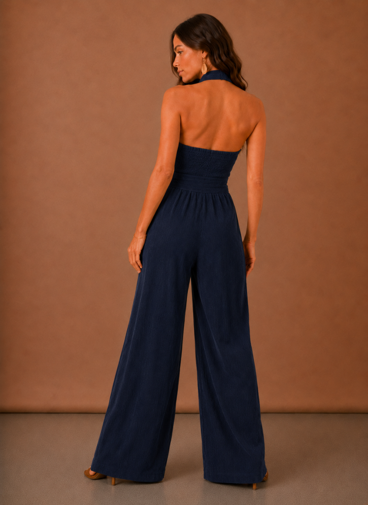 Mono de Pierna Ancha con Cuello Halter para Mujer – Ocasiones Elegantes de Verano | Areleon