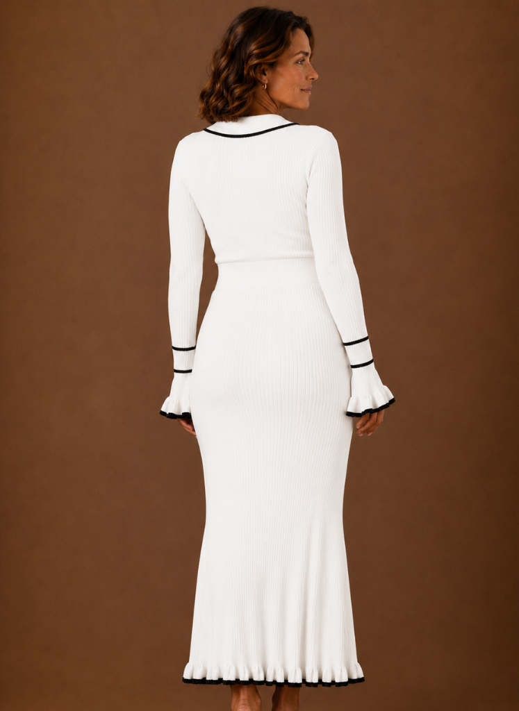 Vestido de Suéter para Mujeres - Maxi de Punto Acanalado con Cuello | Areleon