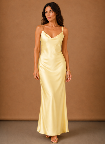 Vestido Maxi de Satén con Cuello Halter para Mujeres – Ocasiones Elegantes | Areleon