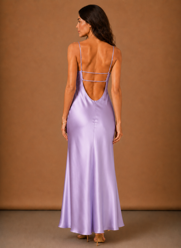 Vestido Maxi de Satén con Cuello Halter para Mujeres – Ocasiones Elegantes | Areleon