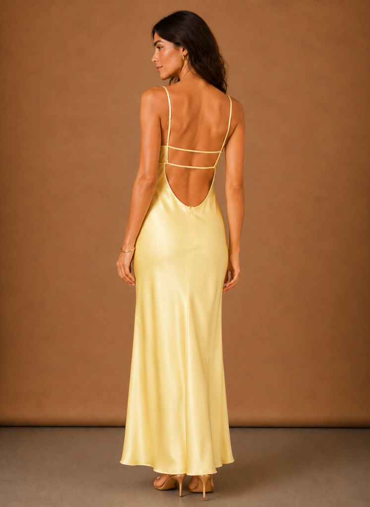 Vestido Maxi de Satén con Cuello Halter para Mujeres – Ocasiones Elegantes | Areleon