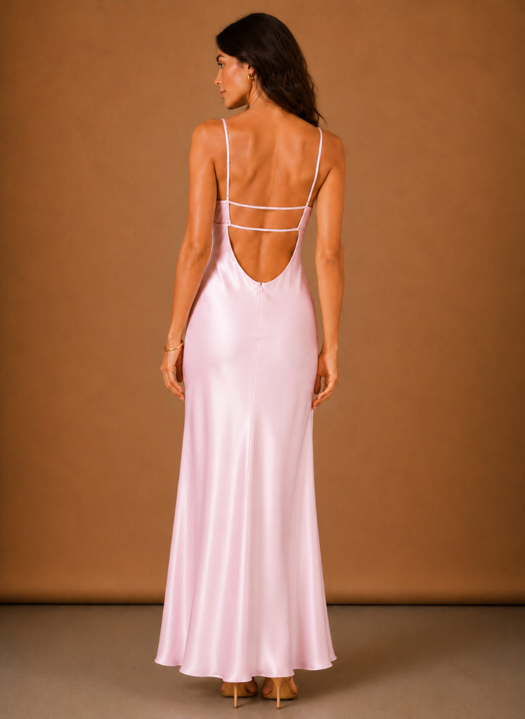 Vestido Maxi de Satén con Cuello Halter para Mujeres – Ocasiones Elegantes | Areleon