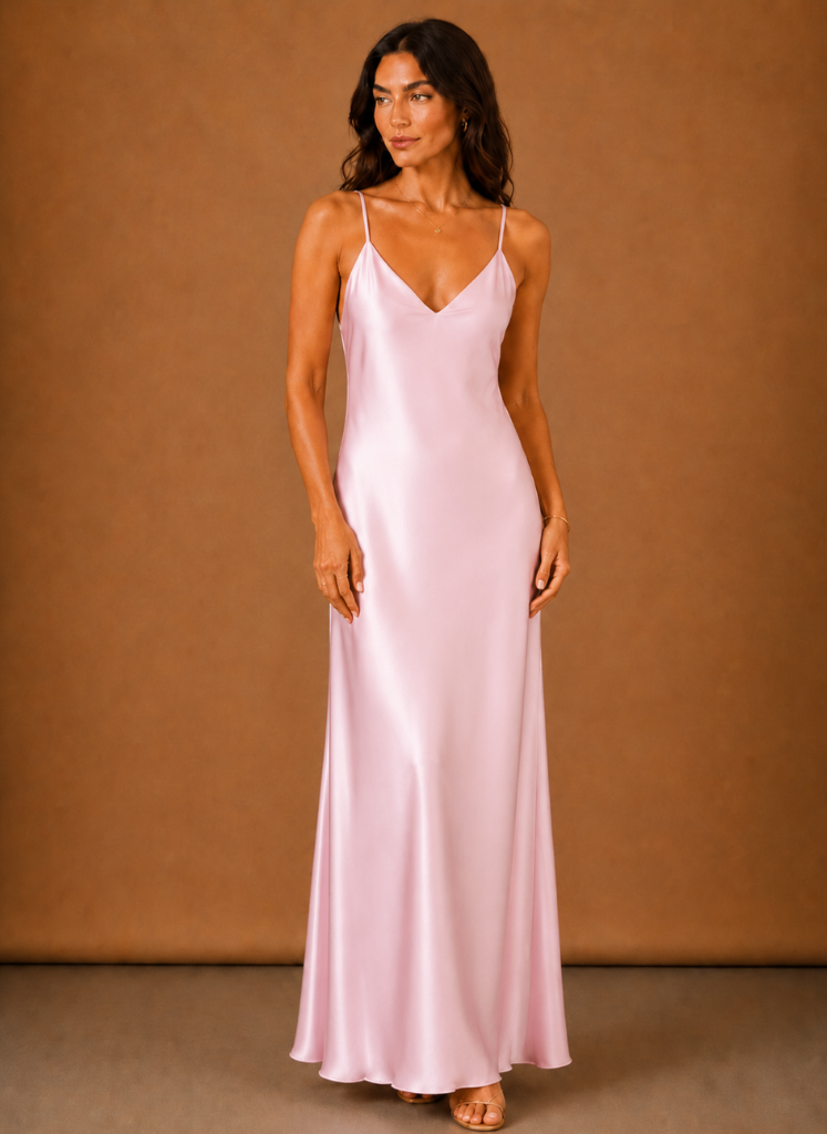 Vestido Maxi de Satén con Cuello Halter para Mujeres – Ocasiones Elegantes | Areleon