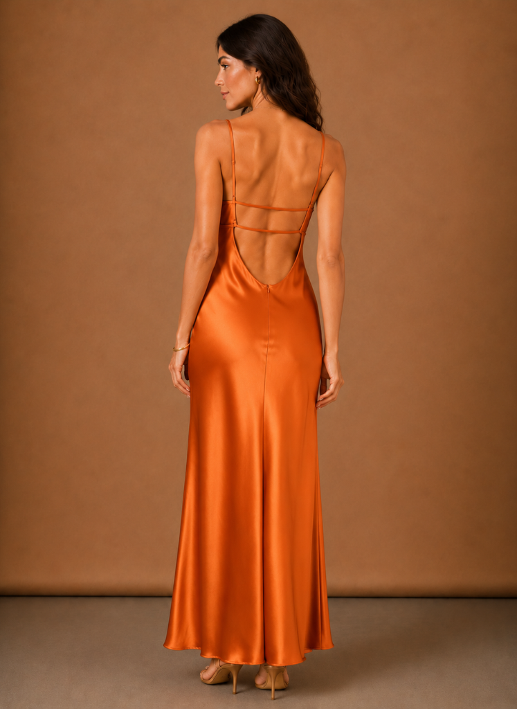 Vestido Maxi de Satén con Cuello Halter para Mujeres – Ocasiones Elegantes | Areleon