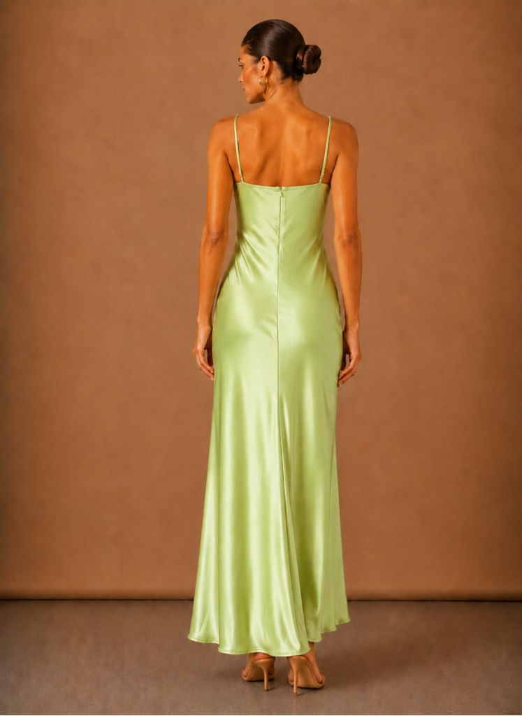 Vestido Maxi de Satén con Detalles Florales para Mujer – Ocasión Elegante por Areleon