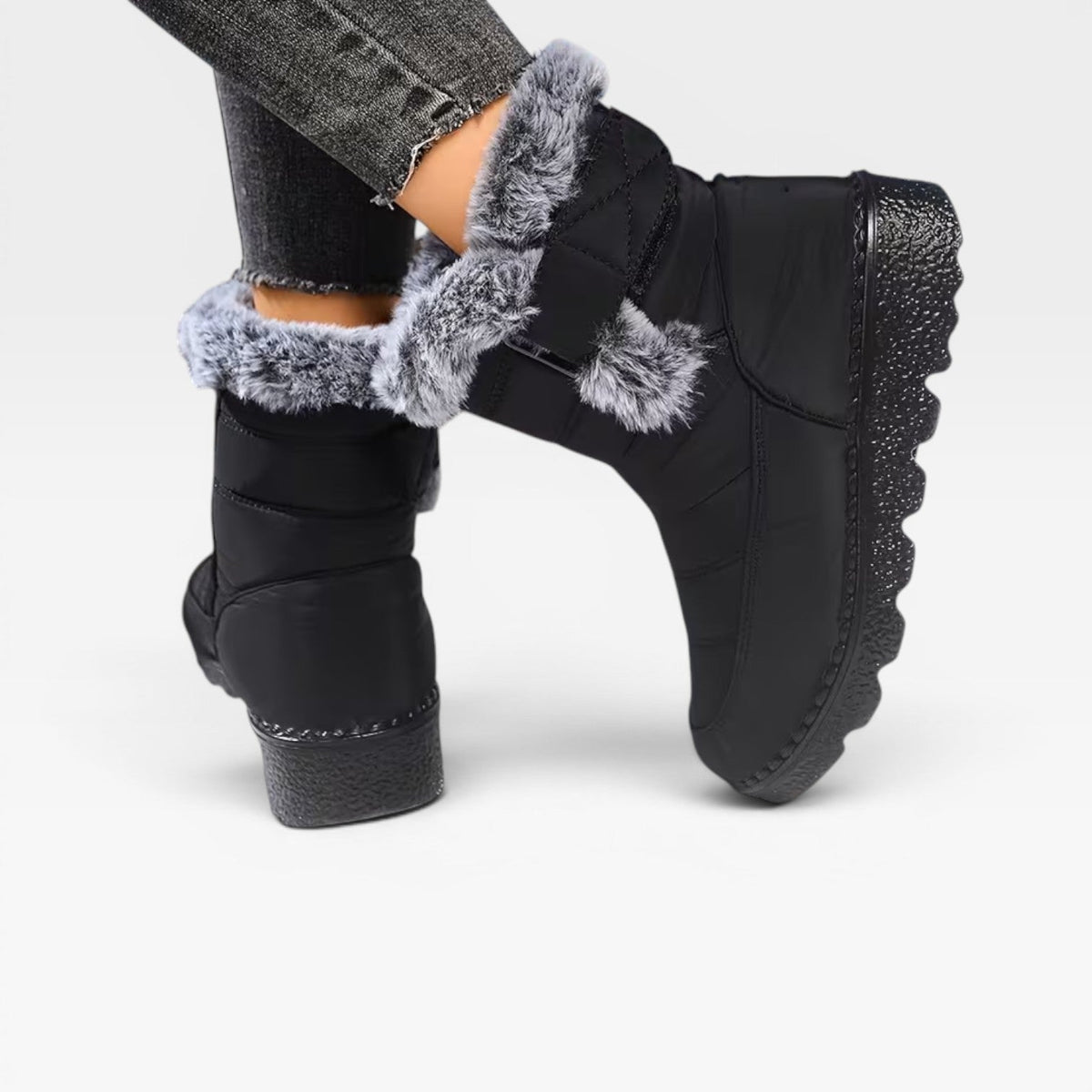 Botas de Invierno Acolchadas para Mujer – Botas de Nieve Impermeables con Forro de Piel Sintética