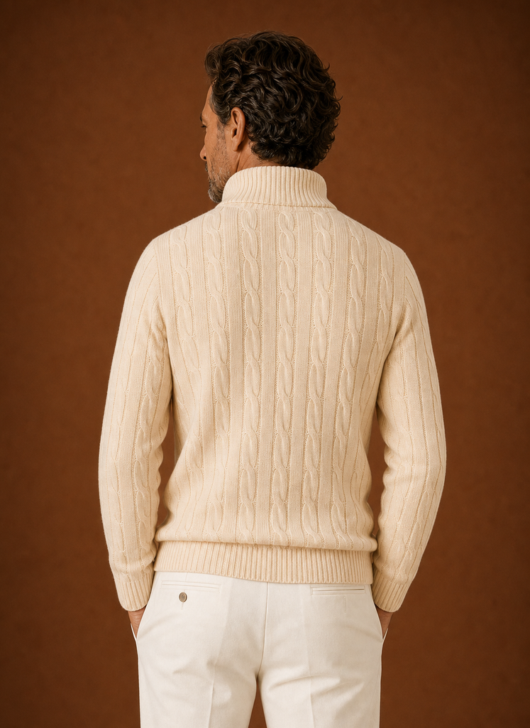 Suéter de Cuello Alto de Punto Cable para Hombre - Pullover Casual | Areleon