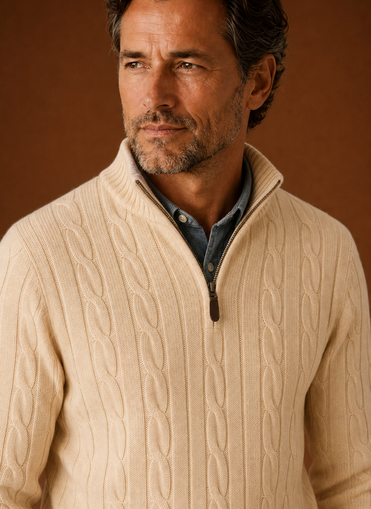 Suéter de Cuello Alto de Punto Cable para Hombre - Pullover Casual | Areleon