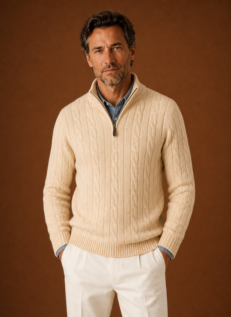 Suéter de Cuello Alto de Punto Cable para Hombre - Pullover Casual | Areleon