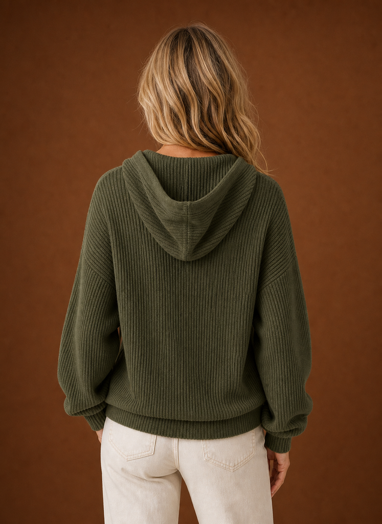 Cardigan de Punto para Mujeres - Suéter con Capucha y Botones | Areleon