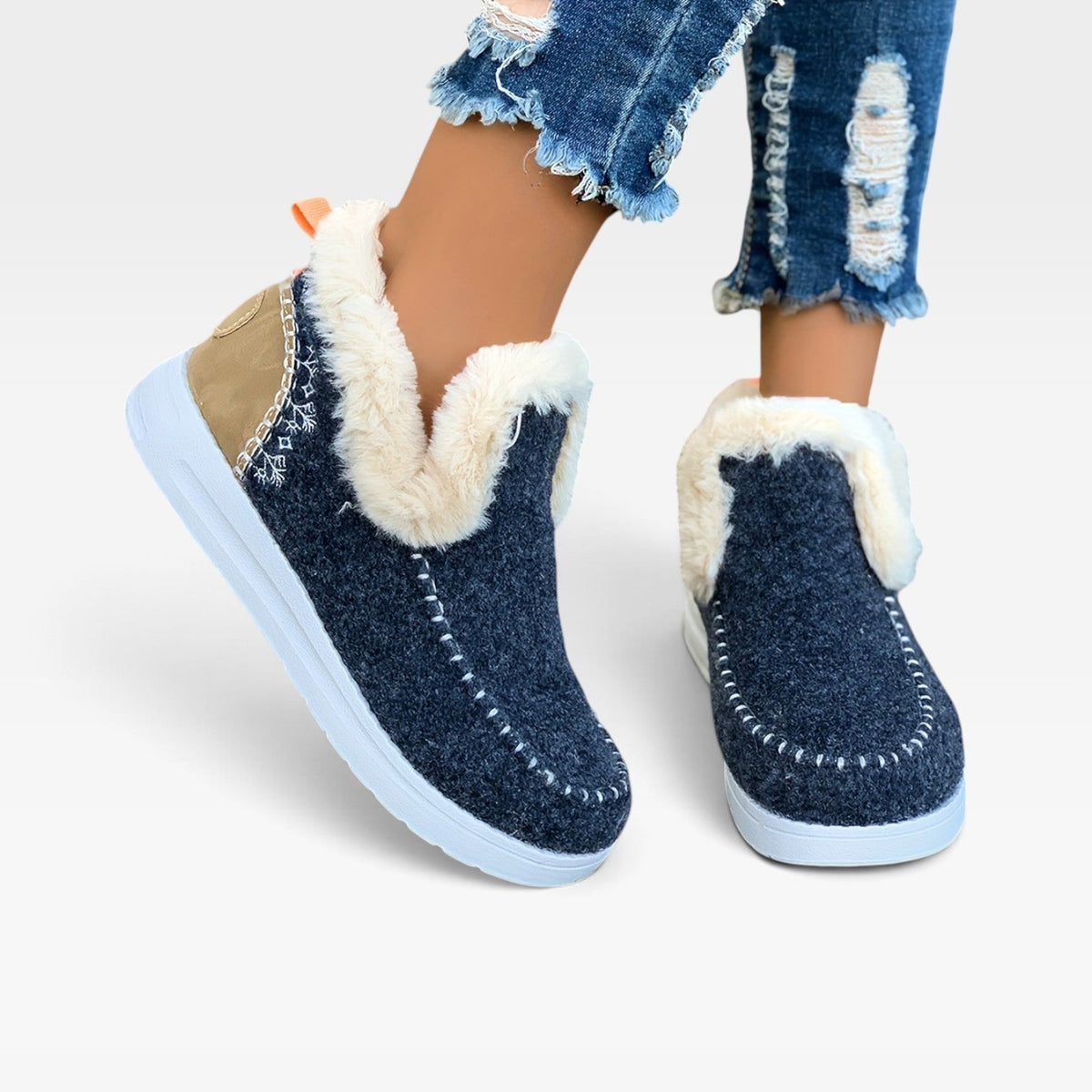 Botas de Tobillo Forradas de Forro Polar para Mujeres