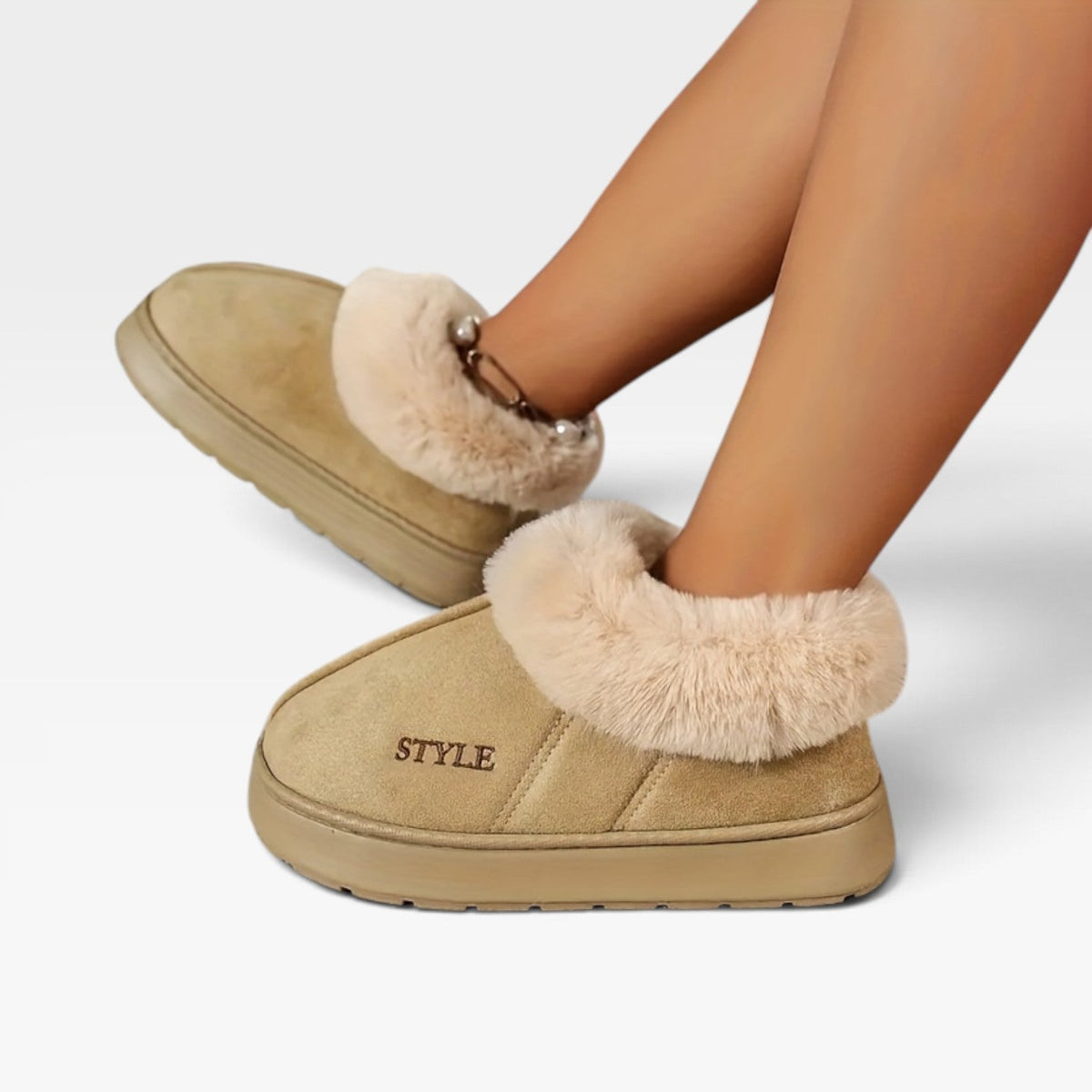 Botas de Mujer de Suede Cálidas con Forro de Piel
