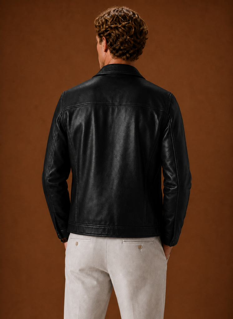 Chaqueta de Cuero para Hombre Look Clásico con Cremallera | Areleon