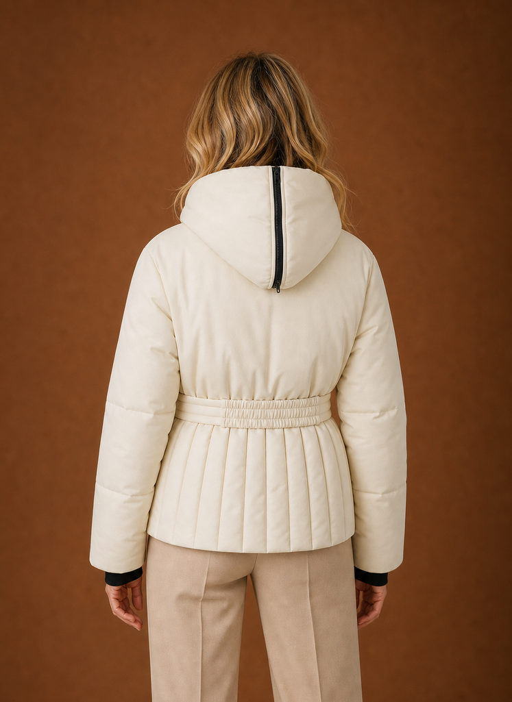 Chaqueta Acolchada para Mujeres - Detalle de Cintura con Pliegues | Areleon