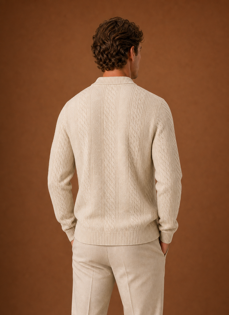Cárdigan de Punto Trenzado para Hombre - Suéter de Cuello en V con Botones | Areleon
