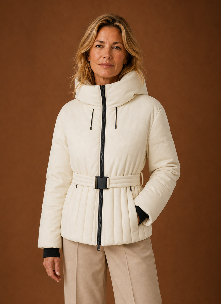 Chaqueta Acolchada para Mujeres - Detalle de Cintura con Pliegues | Areleon