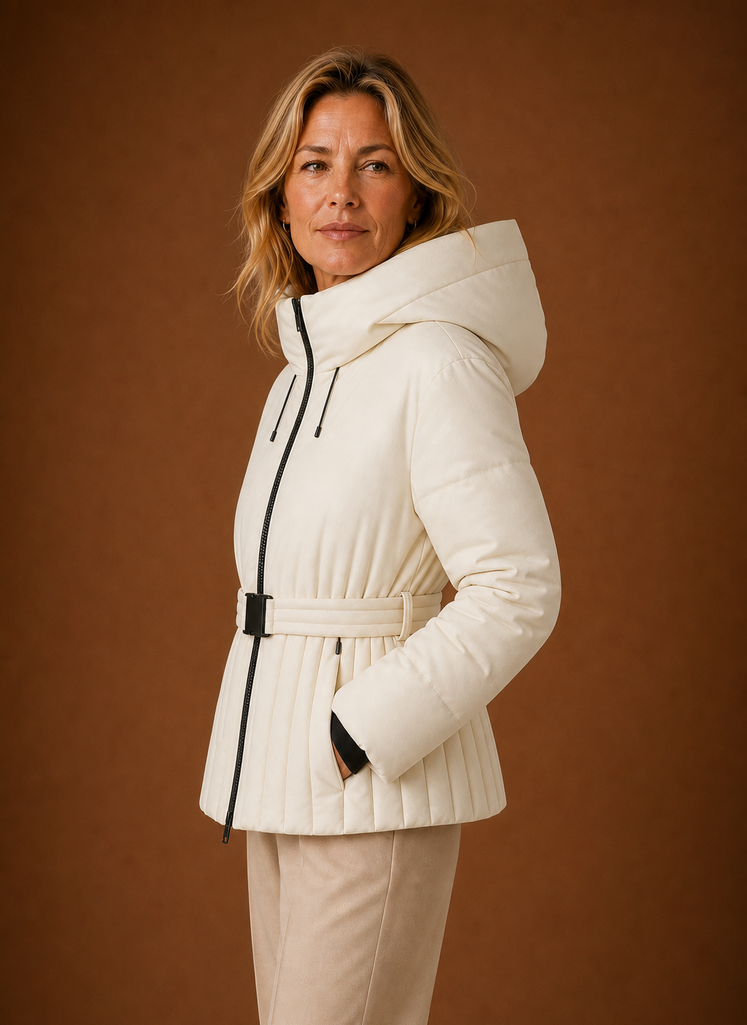 Chaqueta Acolchada para Mujeres - Detalle de Cintura con Pliegues | Areleon