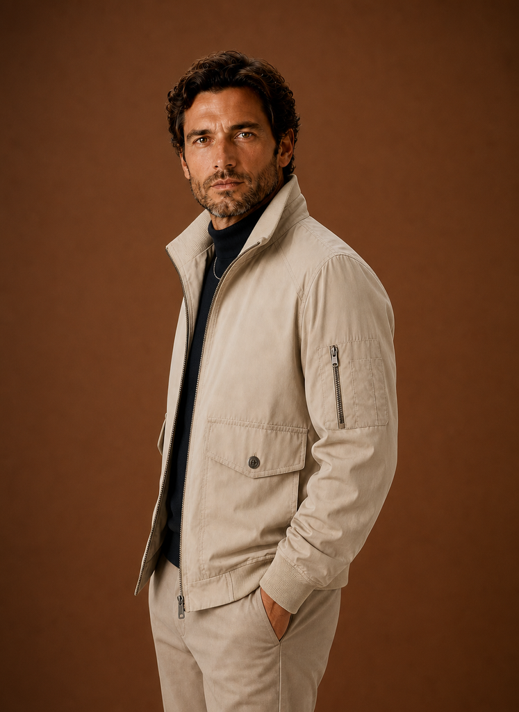 Chaqueta Bomber Ligera para Hombre Chaqueta Casual con Cremallera | Areleon