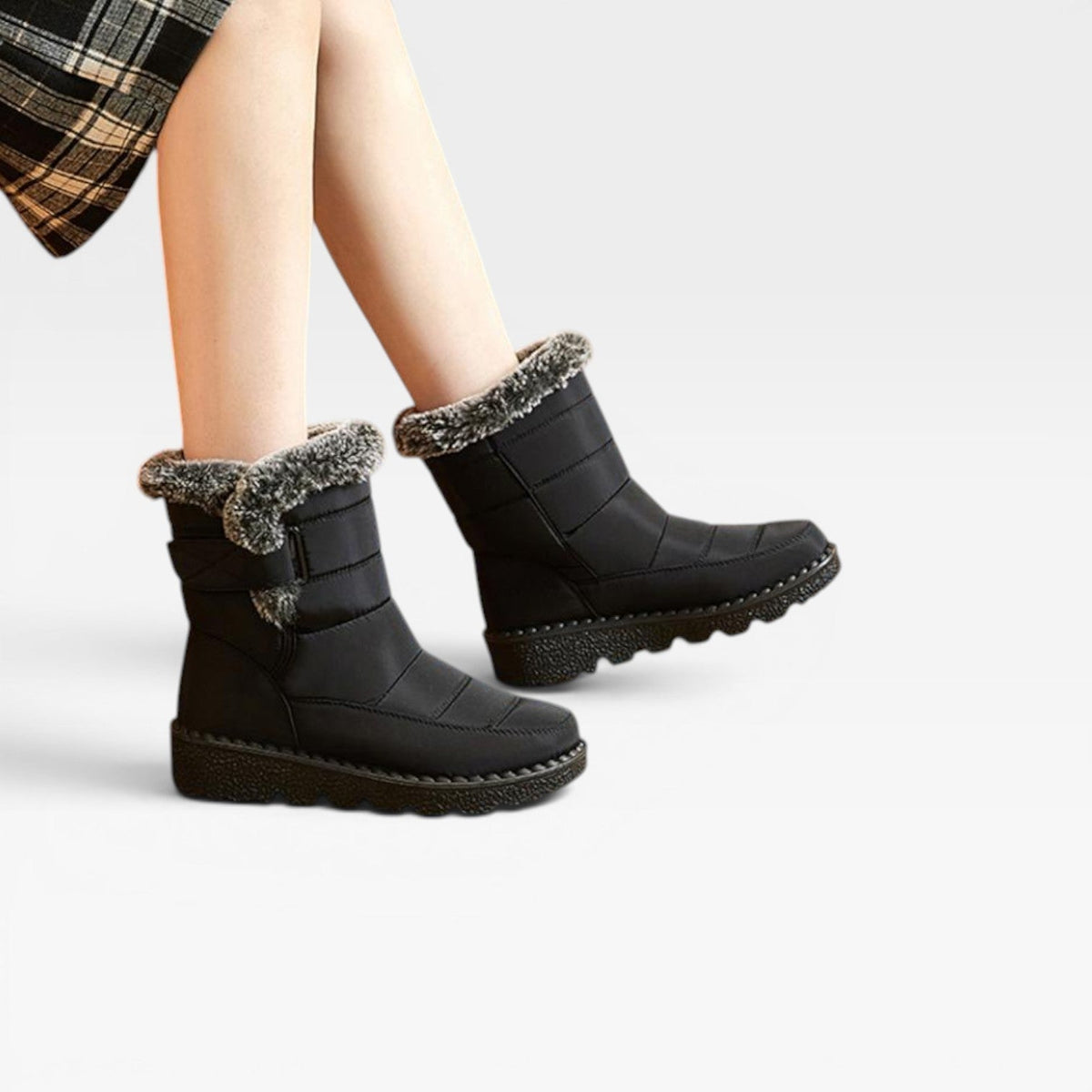 Botas de Invierno Acolchadas para Mujer – Botas de Nieve Impermeables con Forro de Piel Sintética