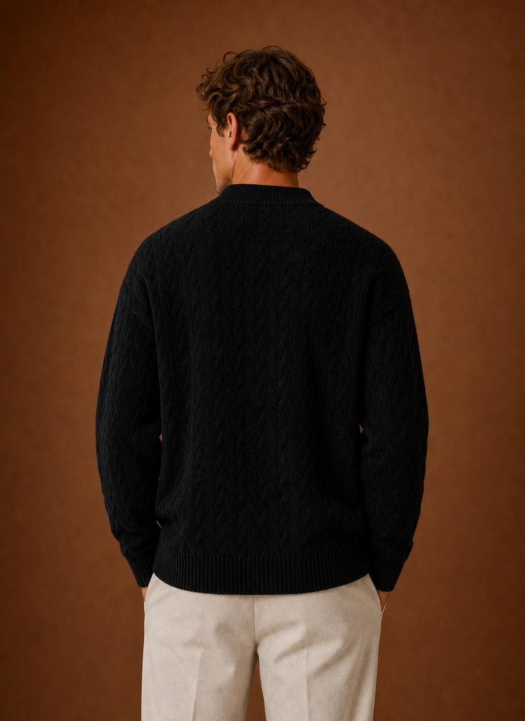 Cardigan de Punto de Cable para Hombre - Suéter con Botones | Areleon