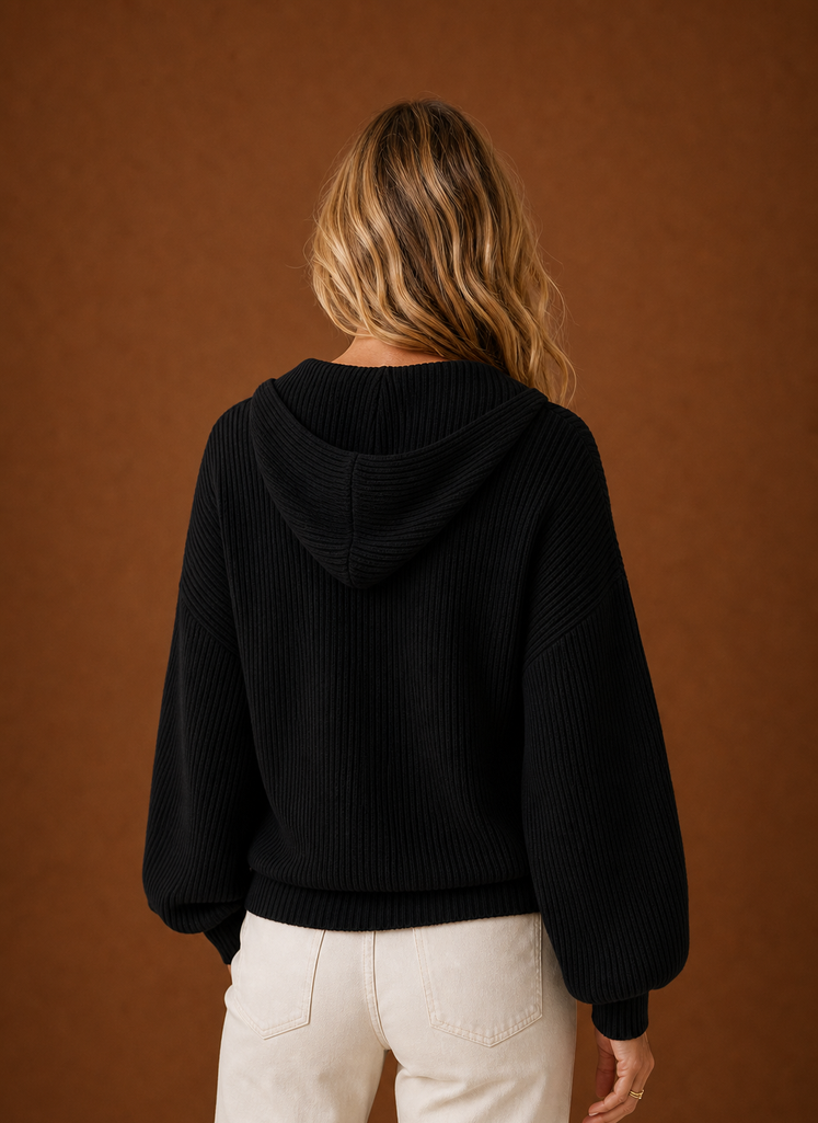 Cardigan de Punto para Mujeres - Suéter con Capucha y Botones | Areleon
