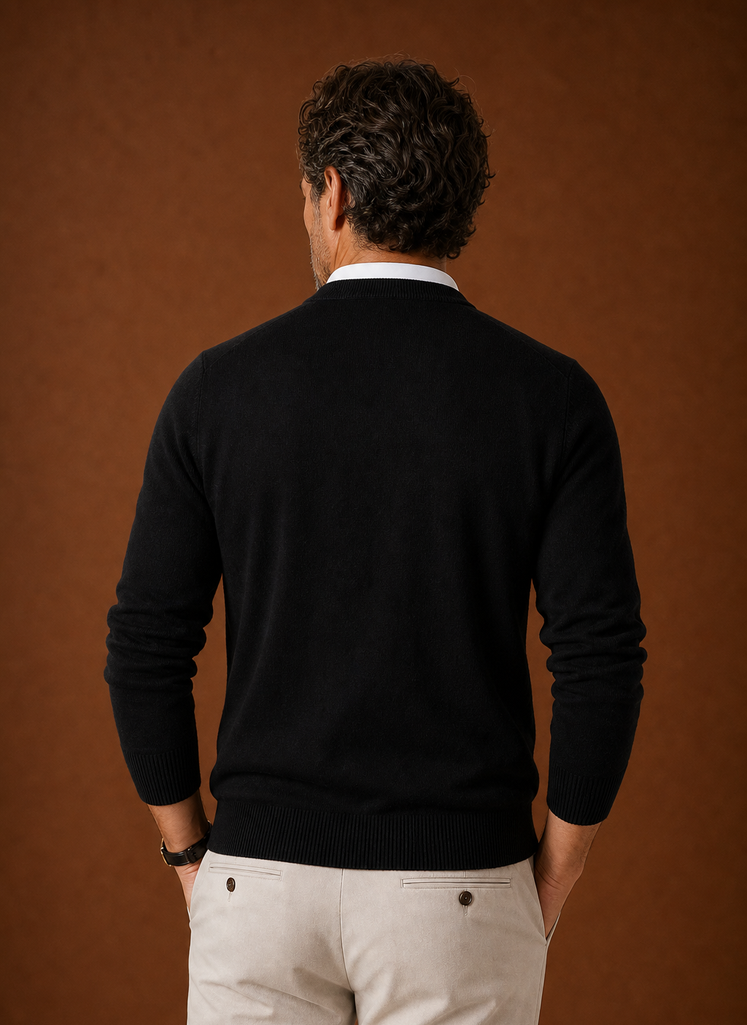 Suéter de Punto de Cuello en V para Hombre - Pulóver Casual | Areleon