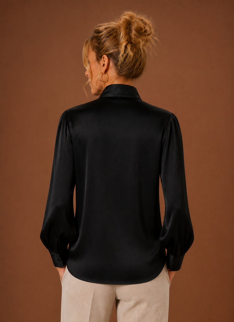 Blusa de Satén con Lazo para Mujeres | Areleon