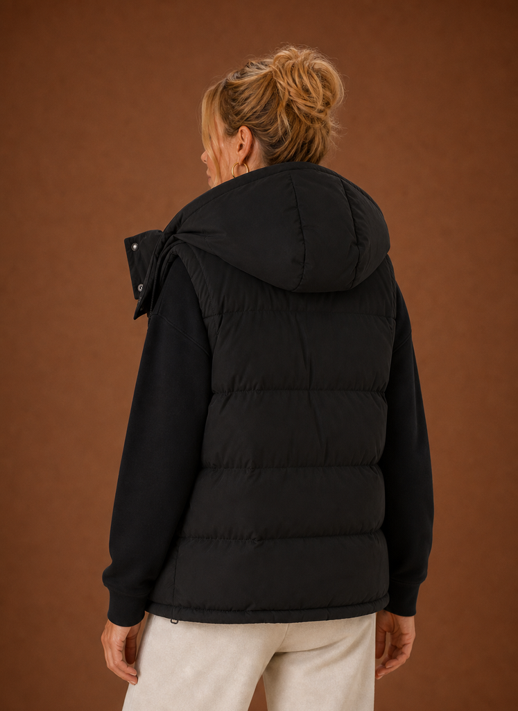 Chaleco Puffer para Mujer - Chaqueta Sin Mangas con Capucha Oversized | Areleon