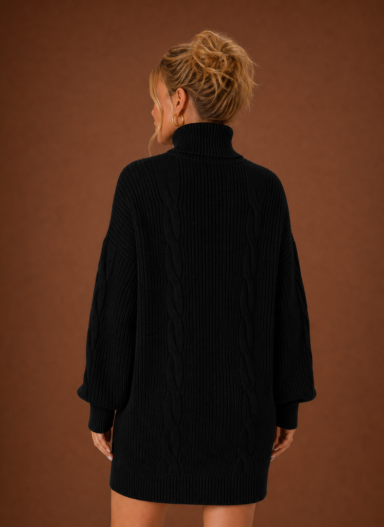 Vestido de Suéter de Cuello Alto para Mujer - Vestido de Punto | Areleon