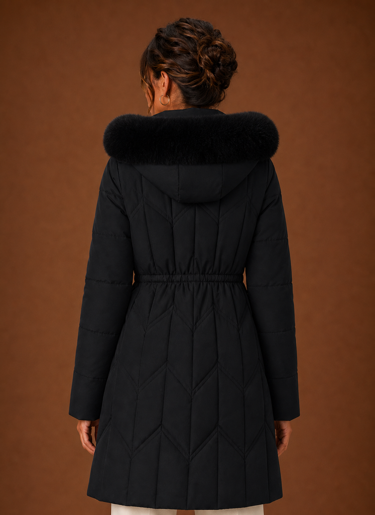 Abrigo Puffer para Mujer - Abrigo de Invierno Largo con Capucha de Piel Sintética | Areleon