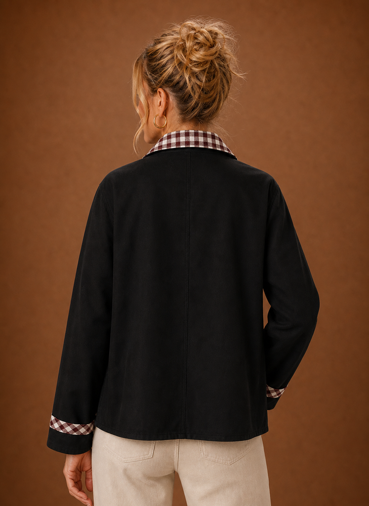 Chaqueta de granja para mujeres - Abrigo casual con cuello a cuadros | Areleon