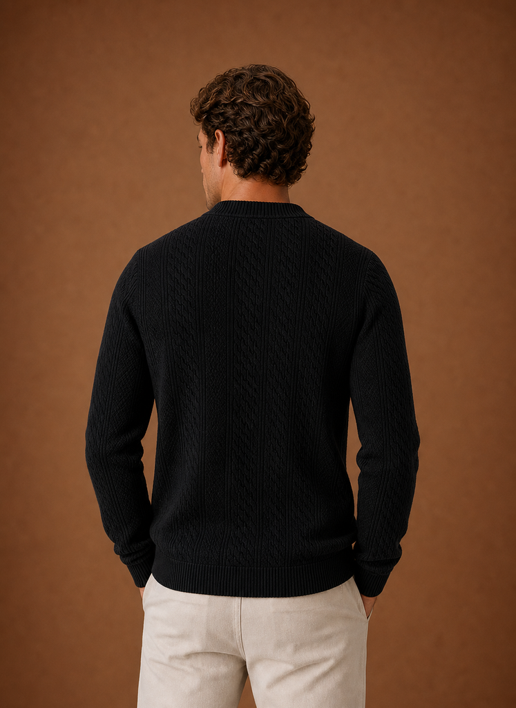 Cárdigan de Punto Trenzado para Hombre - Suéter de Cuello en V con Botones | Areleon