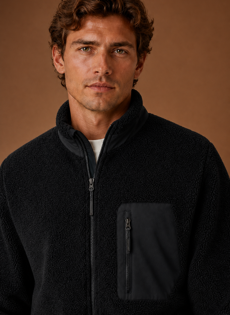Chaqueta de Forro Sherpa para Hombre - Abrigo de Invierno con Cierre Completo | Areleon