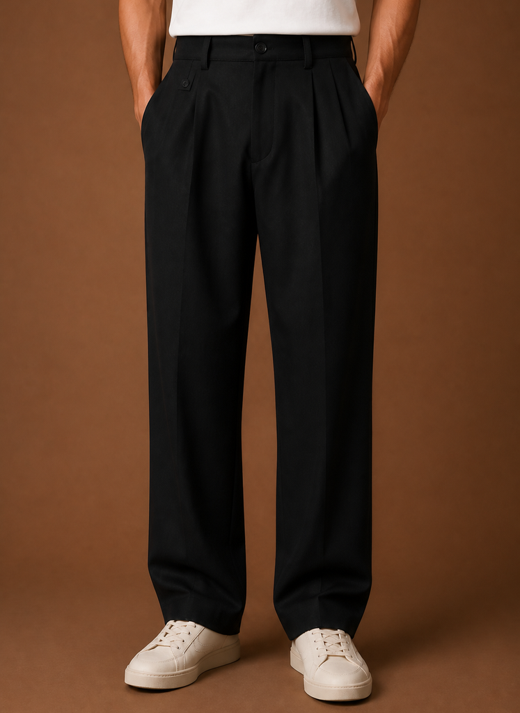 Pantalones de Pierna Ancha con Pliegues para Hombre | Areleon