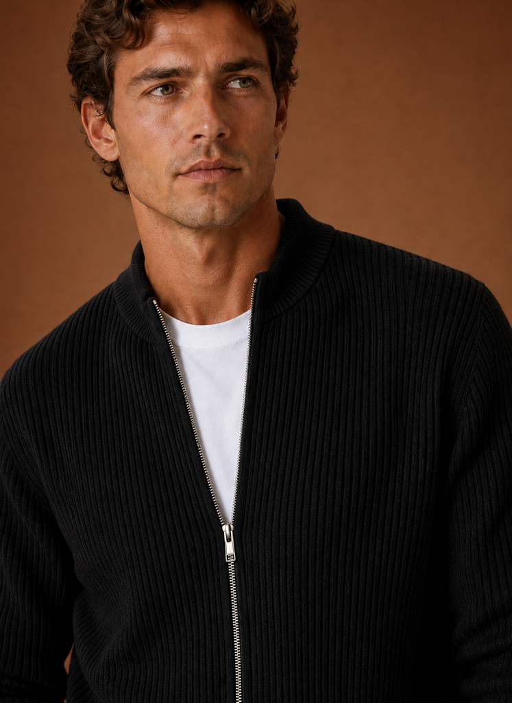Suéter de Cardigan de Punto con Cierre Completo para Hombre | Areleon