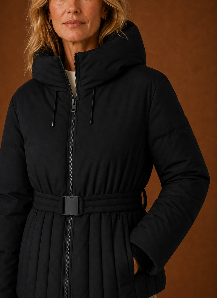 Chaqueta Acolchada para Mujeres - Detalle de Cintura con Pliegues | Areleon