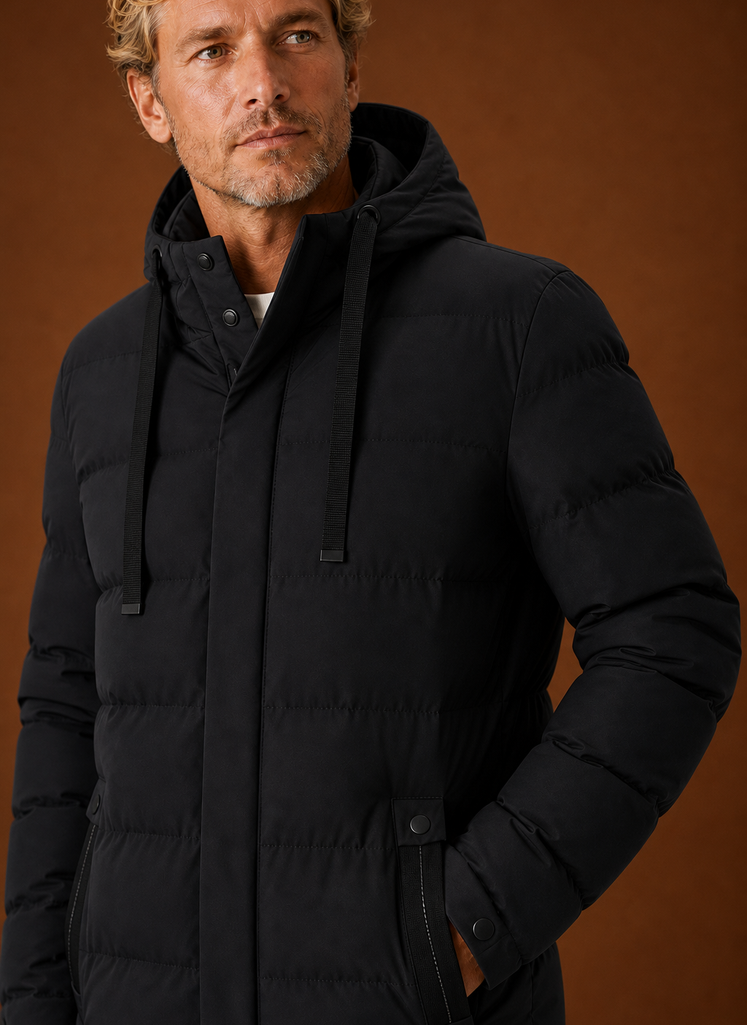 Chaqueta Puffer para Hombre - Abrigo de Invierno Aislado con Capucha Larga | Areleon