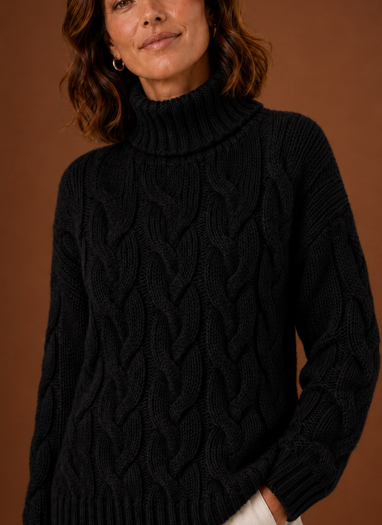 Suéter de Punto Trenzado para Mujer - Prenda de Punto Tipo Pullover | Areleon