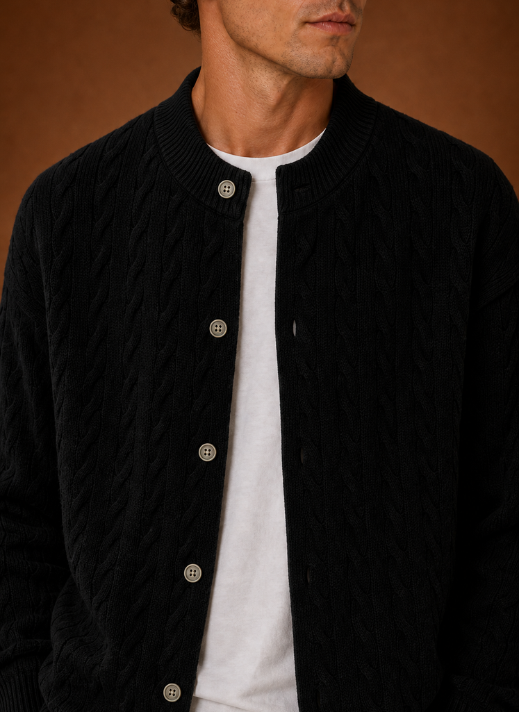Cardigan de Punto de Cable para Hombre - Suéter con Botones | Areleon