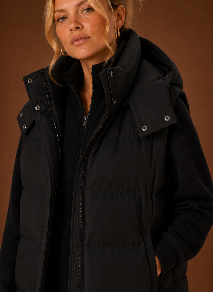 Chaleco Puffer para Mujer - Chaqueta Sin Mangas con Capucha Oversized | Areleon