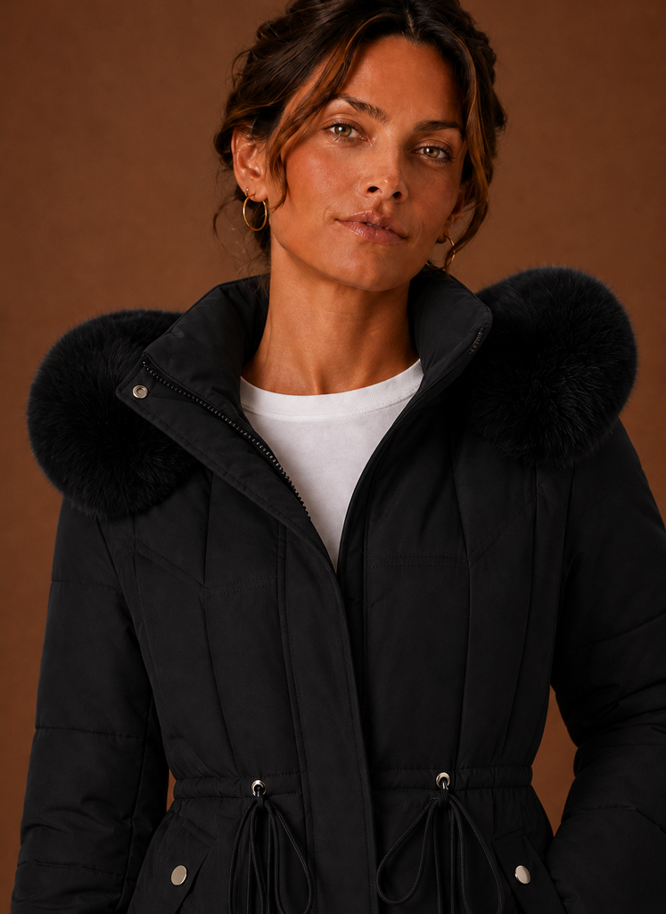 Abrigo Puffer para Mujer - Abrigo de Invierno Largo con Capucha de Piel Sintética | Areleon