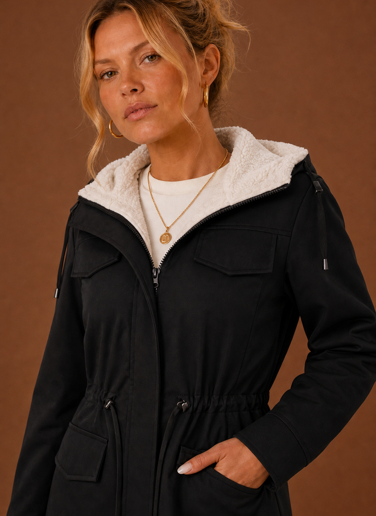 Chaqueta Parka para Mujer - Abrigo Largo de Invierno con Capucha Forrado de Forro Polar | Areleon