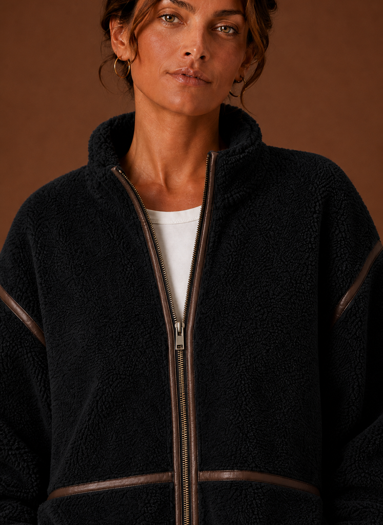 Chaqueta Sherpa para Mujeres - Abrigo de Forro Polar con Cremallera | Areleon