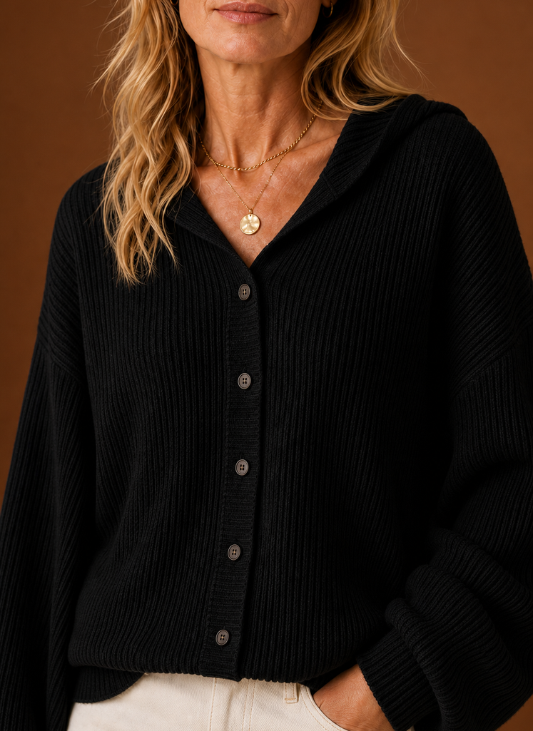 Cardigan de Punto para Mujeres - Suéter con Capucha y Botones | Areleon