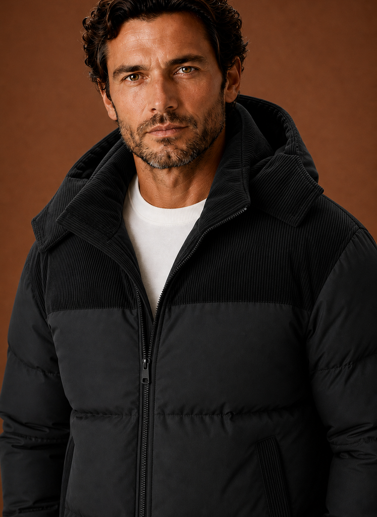 Chaqueta de Invierno con Capucha para Hombre y Cuello de Pana | Areleon
