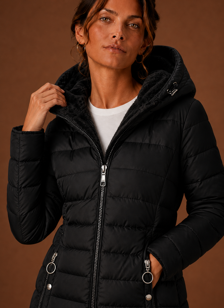 Abrigo Largo de Puffer para Mujeres - Abrigo de Invierno con Capucha y Forro de Piel Sintética | Areleon