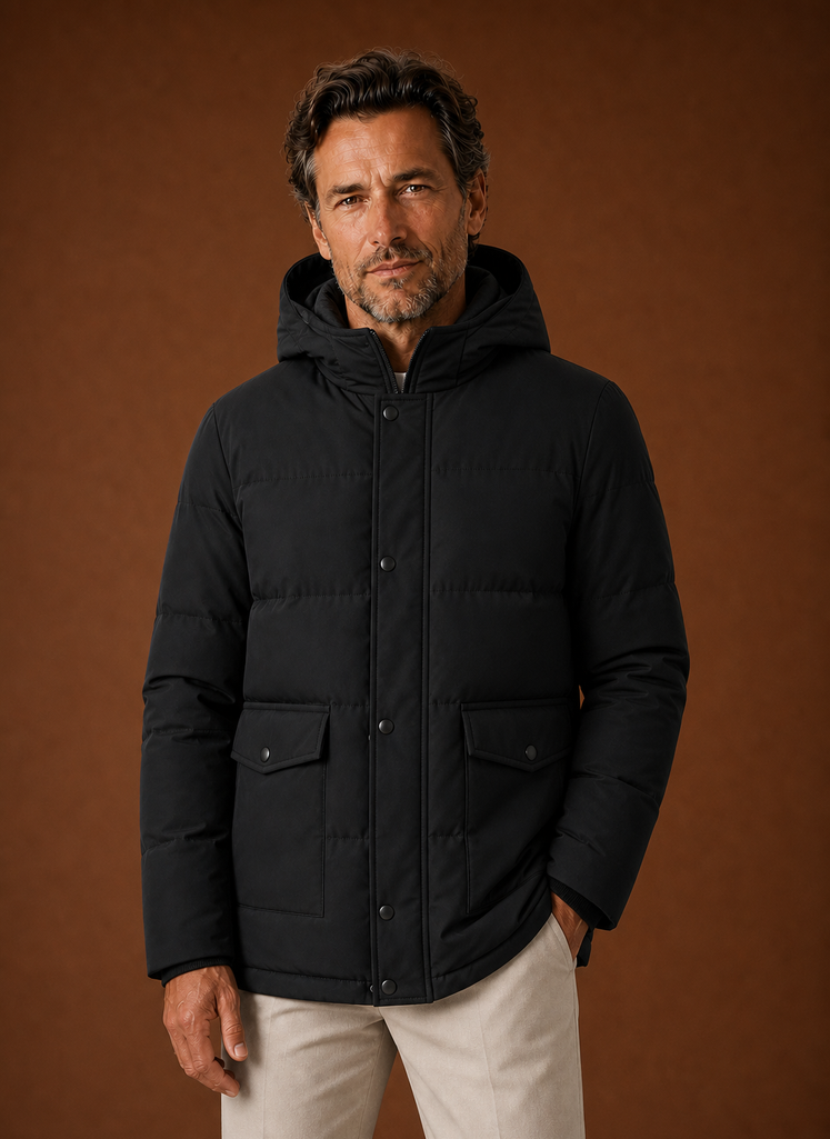 Chaqueta de Invierno con Capucha para Hombre - Abrigo de Invierno Forrado de Forro Polar | Areleon