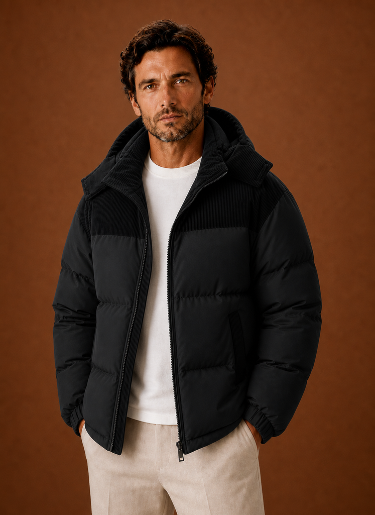 Chaqueta de Invierno con Capucha para Hombre y Cuello de Pana | Areleon