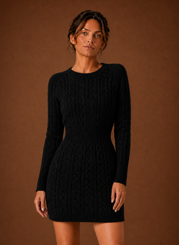 Vestido de Suéter de Punto Cable para Mujer - Vestido Mini de Manga Larga | Areleon